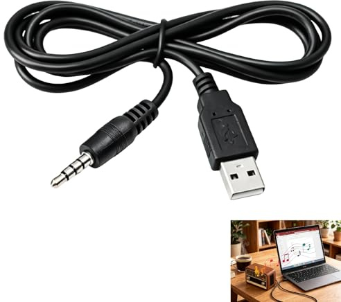 Câble Audio USB vers Jack 3,5 mm, Câble Auxiliaire USB, Adaptateur Audio Hi-Fi Sans Bruit, Câble AUX Mâle vers Jack 3,5 mm Mâle PVC, Plug and Play pour PC Ordinateur Portable Casque Haut (1M)