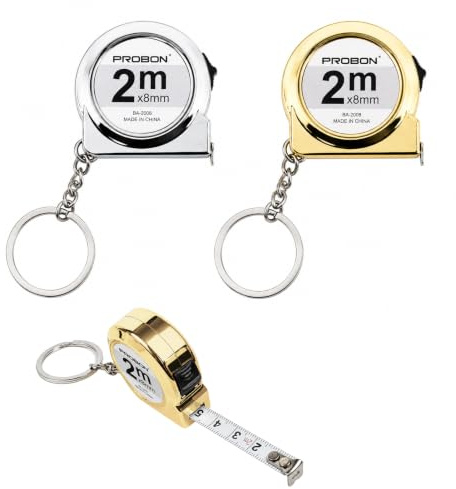 2 Unidades Mini Cinta Métrica de 2 m con Llavero, Flexómetro Retráctil Portátil de Acero con Escala Clara, Metro Compacto para Hogar, Oficina, Escuela y Bricolaje
