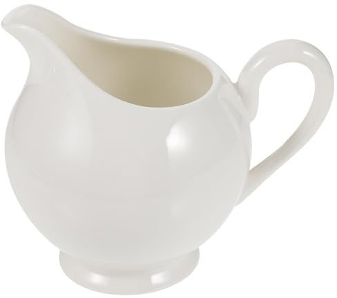 TEMPNAP Dispensador de Leche de Cerámica Blanco Vintage de 200ml Asa Ergonómica Antideslizante para Servicio de Café y Té en Restaurantes Occidentales
