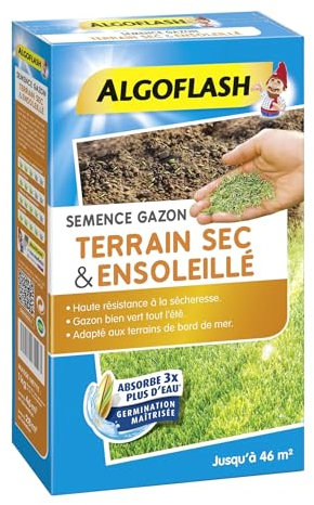 Algoflash Seme Prato Terreno Secco & Soleggiato, 1 kg, SEMSOL1, Blu