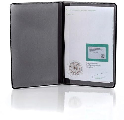 CreativDesign KFZ Schein Schutzhülle PVC 2 Fächer Etui Mappe viele Farben Kartenhülle Fahrzeugschein Hülle Made in Germany … (Schwarz)