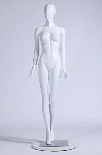 Eurohandisplay S-12 Frau schöne abstrakte weiß Matt lackierte Schaufensterpuppe Abstrakter Kopf Neu Männliche Weiblich (S-12 Frau stehend)