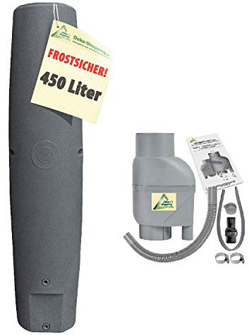 Regentonne, Regenwassertonne, Regenfass, Säule - das schlanke Regen-Wasser-Fass! Kompakt und praktisch mit viel Volumen auf Kleinster Stellfläche (Anthrazit 450l mit Regenfilter T33 grau)