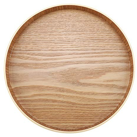 Rundes Holztablett, hochwertiges Holz Serviertablett Teller Umweltfreundliche Speisen für Teeservice Früchte Süßigkeiten Lebensmittel Wohnkultur(27cm)