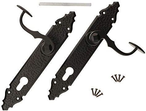 KOTARBAU® Torbeschlag 90mm für Profilzylinder Geschmiedet Antik Schwarz Stahl