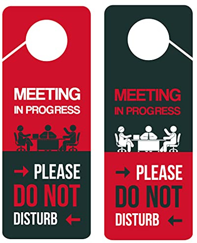Design aziendale, cartello con scritta Meeting In Progress Do Not Disturb, confezione da 2, double face, ideale per uffici, sessioni e riunioni online, lezioni online, uffici domestici, consulenza