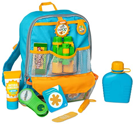 Melissa & Doug Let’s Explore Hiking Play Set – 23 Pieces Toddler Nature Toys, Hiking Toys for Kids Ages 3+