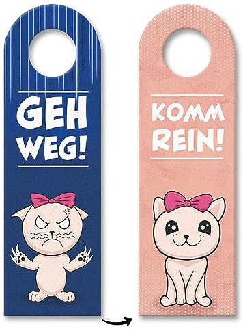 Geh weg! oder Komm rein Türhänger mit lustiger Mangakatze Türhänger mit Animemotiv Chibi Katze Geschenk für Anime Fans
