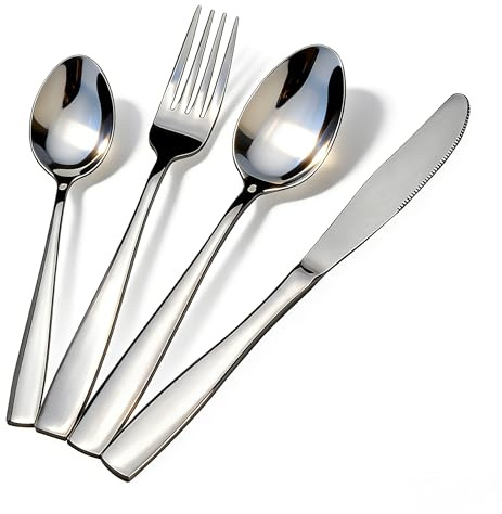 Yesdate 48-Piece Stainless Steel Flatware Set, Home Tableware Silverware Set, Mirror Polished, Service for 12