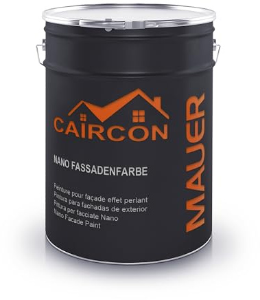 CAIRCON Fassadenfarbe – Wandfarbe & Sockelfarbe für Außen | Wetterfest & Atmungsaktiv | Weiß - 5L