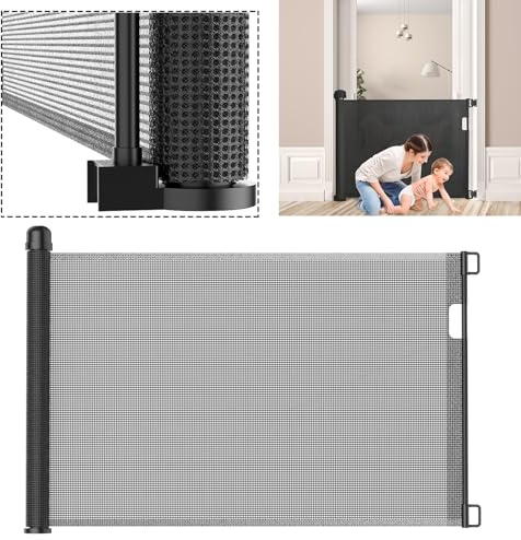 YUENFONG Trappskyddsgaller, dörrskyddsgaller, 87 x 180 cm, trappskydd, dörrgaller, avstängningsgaller, utdragbar infällbar dörr för baby och husdjur (0–180 cm, svart)