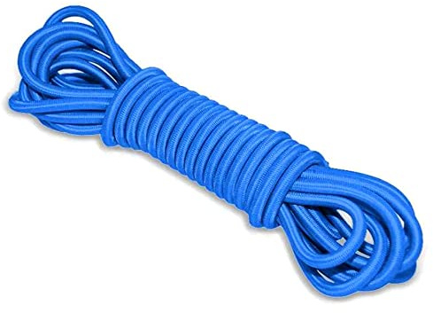 Blue Bungee Cord - 5 m / 16 ft of 5 mm Bungee Rope, Shock Cord, Bungee Strap, Elastic Rope, Tie Down - UV Resistant, Stretch at least 100%, Universal Use, Parallel Rubber Cores