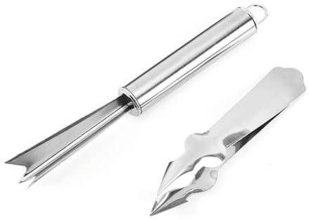 Lot De 2 Éplucheurs D'ananas Pour Les Yeux D'ananas, En Acier Inoxydable En Forme De V Avec Clip, Peut Également être Détaché Pour Fraise, Pommes de Terre, Carottes, Etc