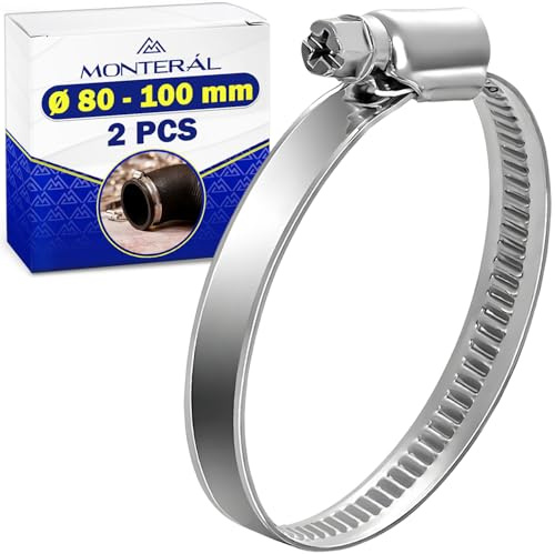 2x Collier de Serrage Métallique Ø80-100mm - Bague de Serrage | pour Tuyau de Piscine Jardin Machine a Laver Conduite à Eau - MONTERAL