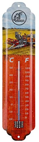 Nostalgic-Art Retro Thermometer, 7 x 28 cm, Claas – The Harvest Specialists – Geschenk-Idee für Traktor-Fans, Original Lizenzprodukt (OLP), aus Metall, Vintage Design | Original Claas Lizenzprodukt (OLP), analoges Innenthermometer, Vintage Design, Geschenk-Idee für Traktor-Fans