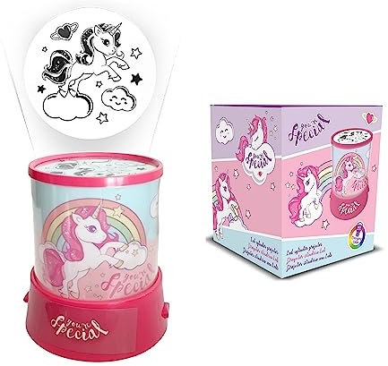 HOVUK Luce notturna per bambini, con unicorno, idea regalo per ragazze, piccola lampada proiettore, 12 cm, luce notturna a batteria per bambini, decorazione per camera da letto con unicorno, 3+ anni