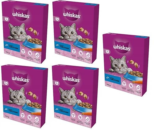 Whiskas Adult 1+ Trockenfutter mit Thunfisch im Karton, 5x300g (5 Packungen) - Katzentrockenfutter für Erwachsene Katzen - unterschiedliche Produktverpackungen erhältlich