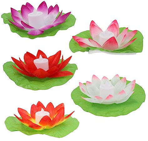 Uonlytech 10stücke Teiliges Led Lotus Lampen Wasserschwimmende Kerzenleuchten Aus Seidenstoff Für Hochzeitsdekoration Und Festivals Und Symbol Der Langen Liebe