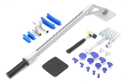 Lfhelper 6 Dent Puller Kit 625mm Levelling Rod Single Leg Dent Puller 200mm Dent Pull Bar Metal Dent Repair Kit Dents Paintless Claw Hook with Dent Ding Hammer Blue Tabs Dent Repair
