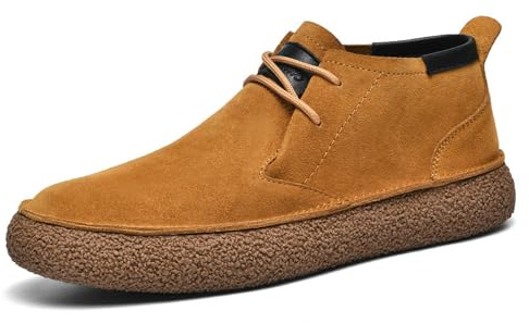 JiuQing Botas Chukka Hombre Botines De Negocios Informales De Ante Zapatos Planos con Cordones Cómodos,Marrón,41 EU