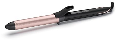 BaByliss Rose-Quartz 25mm Curling Tong - Hair Curler for Natural Waves and Curls, Ceramic, 6 Heat Settings 160°C to 210°C, Pink & Black, C451U