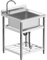 Vockol Évier Professionnel Inox 1 Cuve, 60 cm Evier Inox sur Pied avec Robinet, Évier Utilitaire, Évier Autoportant pour Extérieur, Cuisine, Garage, Buanderie, Restaurant, Jardin, 60 x 64 x 93 cm