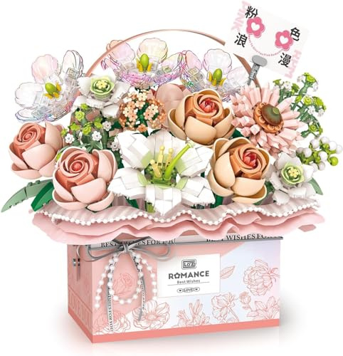 CEACYDIK 1212 Teilchen Romantische Bausteinblume Spielzeug - Handwerk DIY Plastikbausteinblume, wunderbares kreatives Geschenk, die perfekte Wahl für Ihren Geliebten,Rosa