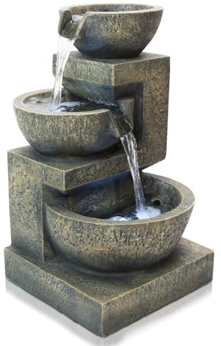 Primrose Kendal 3-Tier Cascading Water Feature with Lights 48cm