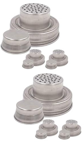 Amosfun 6pcs Jar Lids Shaker Stainless Steel Bottle Caps for Cocktails and Seasonings