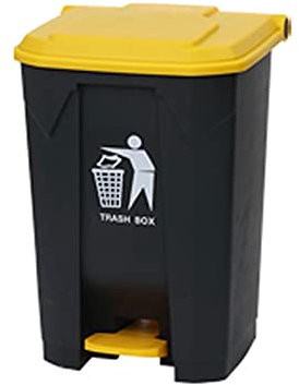 WAVEPEAK Poubelles d'intérieur Déploiement des ordures/ordures à roulettes Robustes, Une Poubelle à Pas en Plastique Peut, Noir, Disposition Mains Libres, Noir + Jaune Poubelle d'intérieur(80L)