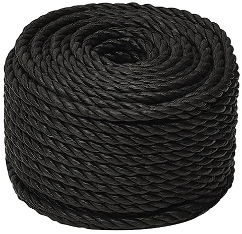 vidaXL Arbeitsseil Bodenarbeitsseil Arbeitsleine Mehrzweckleine Seil Bootsleine Allzweckseil Schnur Tau Leine Gedreht Schwarz 20mm 25m Polypropylen