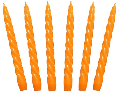 Auswahl Farbe + Menge - Spiralkerze Spitzkerze Stabkerze Renaissancekerze Tafelkerze Leuchterkerze ca. Ø 22 x 220 mm gedreht hier: 6 Kerzen orange (matt)