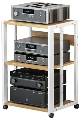 HiFi Regal Plattenspieler Tisch HiFi Rack Plattenspieler Tisch bodenstehender Phonoschrank HiFi-Racks Moderner Phonoschrank-Aufbewahrungsschrank beweglicher Eckregal-Komponentenschrank(Wit,50x40x69cm)