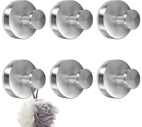 Ganchos de ventosa, 6 pcs colgador toalla baño,Ganchos Con Ventosa para VacíO, ganchos adhesivos para pared, Gancho Ventosa Fuerte Para baño, cocina, ventana, vidrio, pared lisa (plata)