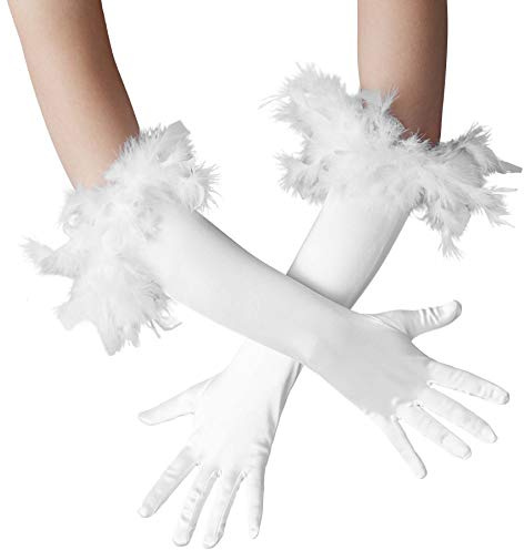 dressforfun 901030 Damen Handschuhe mit Federn, elegante Opern Federhandschuhe, Fasching Karneval - diverse Farben