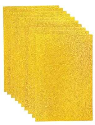 NJIEzhao Filzstoff Basteln 10 Stück glitzernde Bastel-Filzstoffbögen mit 20 Farben zur Auswahl for Party- und Feiertagsdekorationen, 20 x 30 cm(Gold)