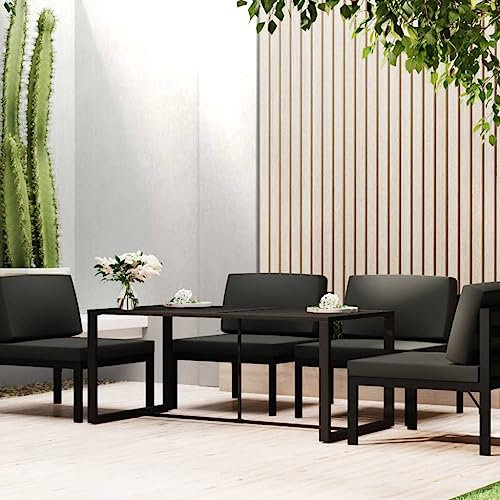 jiangboyue-318312 Table de jardin en aluminium Anthracite 120 x 60 x 66 cm