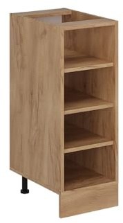 Vicco Küchenregal R-Line, Goldkraft Eiche, 30 cm | Offener Stauraum · Ohne Arbeitsplatte · Höhenverstellbare Füße · 3 Einlegeböden · ✓ Alles griffbereit