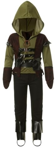 Lito Angels Vestito Travestimento Costume da Eroe Arciere della foresta con Guanti e Copri Stivali per Bambino Taglia 5-6 anni, Verde