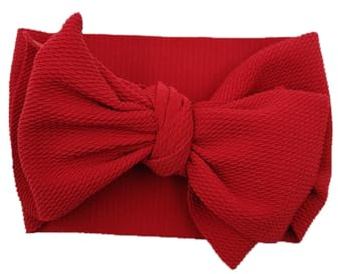 Hrlace 2 stycken baby flicka pannband med stor rosett turban hårband rosett pannband elastiskt hårsmycke huvudbonad för spädbarn småbarn barn spädbarn nyfödda vinröd