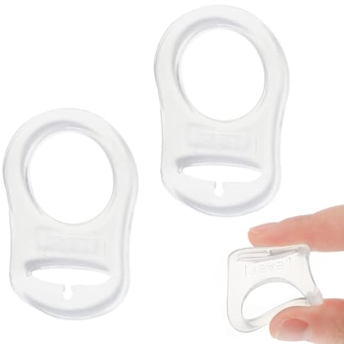 MUNZE 2 Stück Silikon Knopf Ring Schnuller Adapter Silikon Dummy Schnuller Halter Clip Adapter Ring Silikonring Für Schnuller