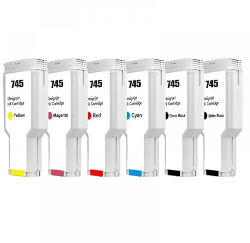 hJNGdU 300ML Compatible Ink Cartridge For 745 745XL DesignJet Z2600 Z5600 Printer Plotter Replacement Inkjet Ink(745-6color 1Set)