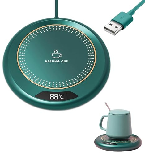 Scalda Tazza Usb con 3 Impostazioni di Temperatura, Scaldatazze da Caffè, Scalda Bevande Scalda Latte, Scalda Caffè, Scalda Tazza Intelligente, Sottobicchiere Elettrico per Caffè, Tè e Latte (Verde)