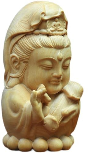 Estatuas de madera, Maitreya, tallas de madera hechas a mano, adornos, madera de boj, decoraciones vintage, adornos de escritorio, sala de estar, dormitorio, oficina, hogar, escultura de feng shui