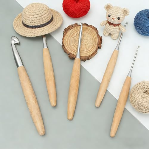 5 Stück Häkelnadeln, 7,0 mm-12,0 mm Häkelnadel Set,Licht Häkelnadeln Set | Warme Leichte Crochet Hook, Praktisch Häkelnadel Set für Anfänger,Metall Häkelnadeln Weicher Griff,für Anfänger und Häkelgarn