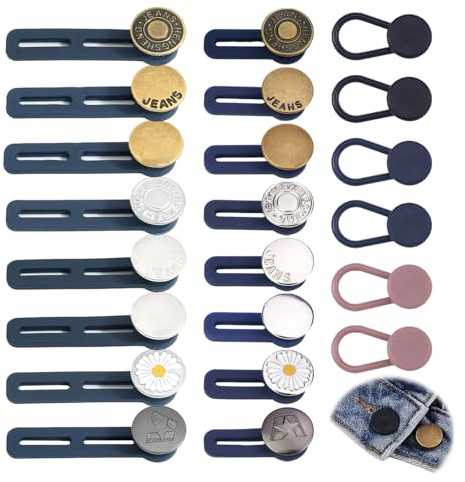 22 PCS Rallonges de Bouton Pantalon,Extenseur de Taille Extension Ceinture Bouton Extension Jean Waist Clip Pantalons Élargisseur Ceinture Pour Extenseur Taille Hommes et Femmes (Multicolore)