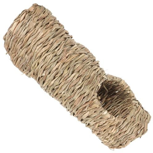 HOMSFOU Túnel de Paja para Hámster y Chinchilla, Juguete Práctico para Ejercicio en Jaula Beige, Accesorio Seguro y Fácil de Usar para Mascotas Pequeñas