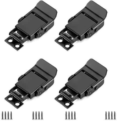 Set di 4 chiusure in acciaio inox con viti, chiusura a scatto antiruggine, per scatole, cassapanche, scatole e mobili, stabile chiusura a parete per interni ed esterni