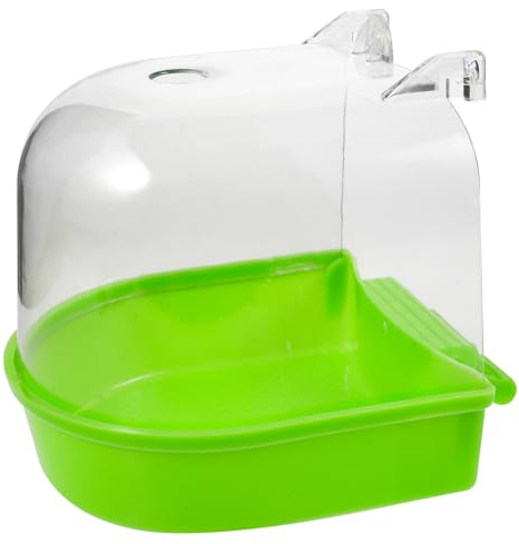 VALICLUD Bañera para Pájaros de Plástico Verde Forma Redonda, Multi-Funcional Prueba de Fugas, Adecuado para Jaulas de Periquitos y Loros Pequeños