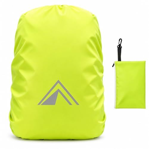 PINEPAN Regenhülle für Rucksäcke und Schultaschen, wasserdichte Rucksack-Regenhülle mit Pyramidenreflektor für Radfahren, Wandern und Camping 15–45 l